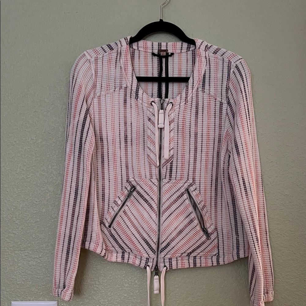Free People Pink and White Striped Blazer